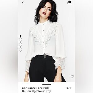 Chic White Lace Frill Blouse